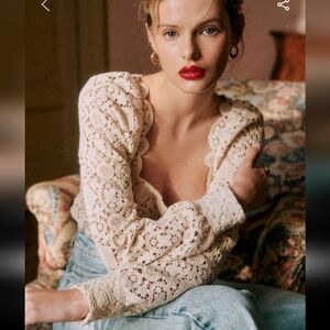 Sezane Alvere Blouse Ecru Size 10 42